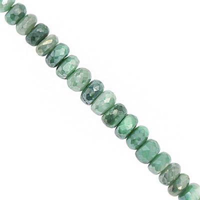78cts Green Coated Moonstone Faceted Roundelles Approx 5x2 to 8x5mm, 20cm Strand