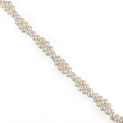 White Freshwater Cultured Ringed Potato Pearls, Approx. 8-9mm, 1 Metre Strand