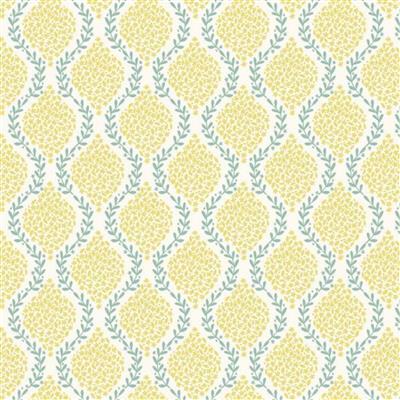 Lewis & Irene Spring Hare Reloved Collection Trailing Leaves Mint Lemon Fabric 0.5m