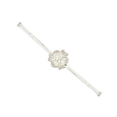 925 Sterling Silver Flower, Straight Shank Wire with White Diamond Ring Approx 63x12mm