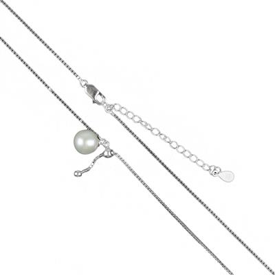 925 Sterling Silver Slider Necklace with Freshwater Pearl, 50cm 