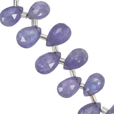 44cts Tanzanite Faceted Pear Approx 7.3x5.2mm to 11x8mm 20cm Strand with Spacer