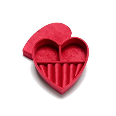 Velvet Heart Shaped Jewellery Box, Red, 14x14cm 