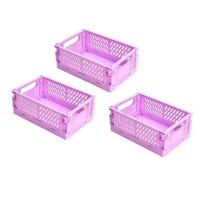 Purple Plastic Stackable Boxes, 15x10x5.8cm, 3pcs