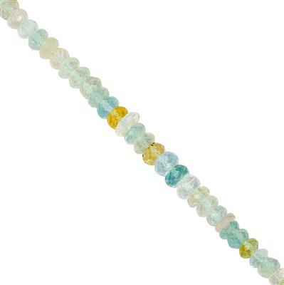 50cts Multi-Colour Beryl Faceted Rondelle Approx 3.5x1.5 to 6x3mm, 30Cm Strand