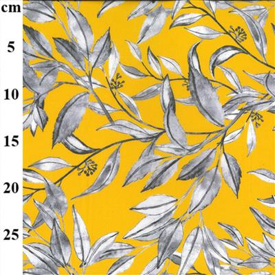 Yellow Digital Viscose Lawn Prints Fabric 0.5m