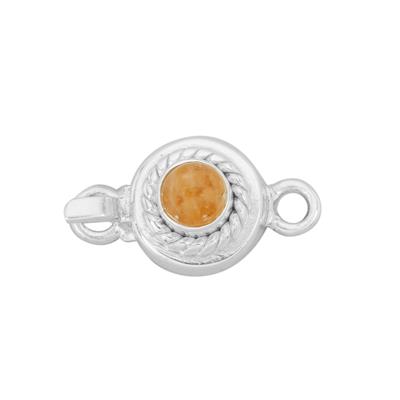 925 Sterling Silver Triphylite Box Clasp with 0.41cts Triphylite Round