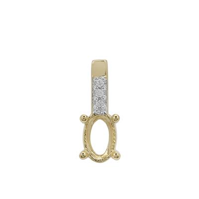 Gold Plated 925 Sterling Silver Oval Pendant Mount (To fit 6x4mm gemstones) Inc. 0.02cts White Zircon Brilliant Cut Round 1mm - 1Pcs