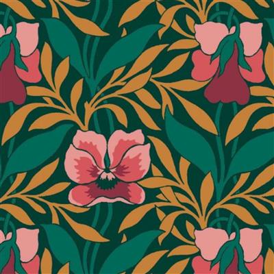 Liberty Pansy Meadow Green Extra Wide Backing Fabric 0.5m (272cm)
