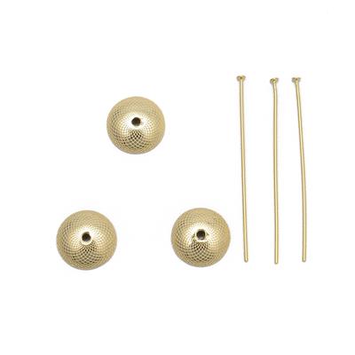 Gold Plated Sterling Silver Acorn Bead Caps with Flat Head Pins to Fit 10mm Acorn Bead, 3pcs 