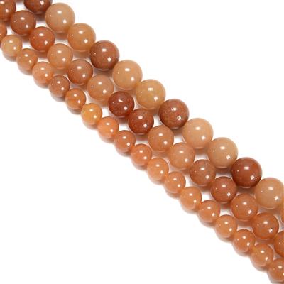 845cts Red Aventurine Plain Rounds, Approx 8mm, 10mm, 12mm, 38cm Strands
