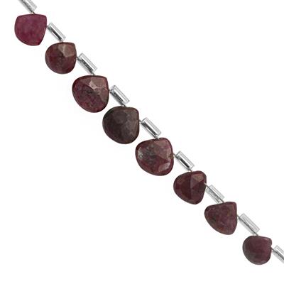 18cts Natural Ruby Faceted Heart Approx 5 to 8mm, 12cm Strand With Spacers
