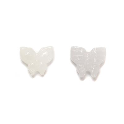 White Nephrite Jade Butterfly Bead Approx 13mm & Green Jadeite Butterfly Approx 14mm