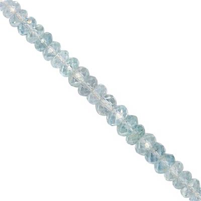 25cts Aquamarine Faceted Rondelles Approx 3.45x1.80 to 5.50x3.50mm, 15cm Strand 