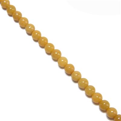 60cts Type A  Burmese Yellow Jadeite Plain Rounds Approx. 6mm, 19cm Strand