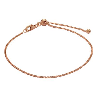 Rose Gold Flush Plated 925 Sterling Silver Adjustable Bracelet, Curb Chain 8inch (1 Pack)
