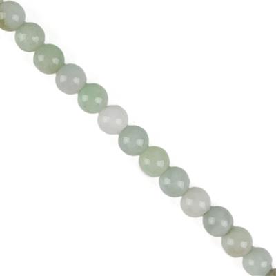 185cts Green Jadeite Rounds Approx 8mm with 2mm Drill Holes, 38cm Strand