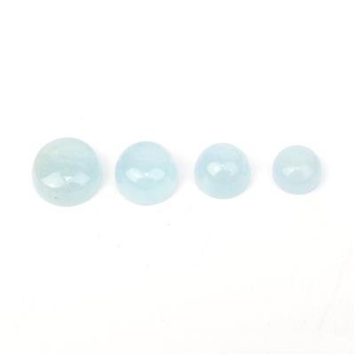 8cts Aquamarine (N) Round Cabochons Approx 7 to 10mm  (Set of 4) 