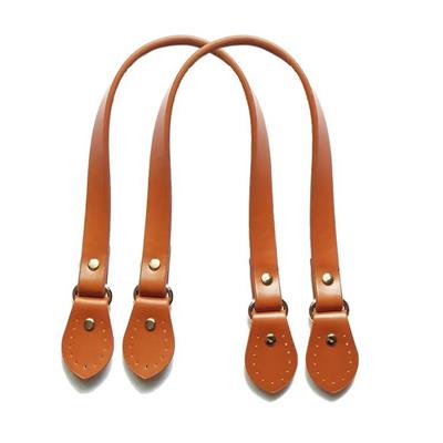 Pair Tan Faux Leather Sew on Bag Handles with Gold Joiner. 52cm
