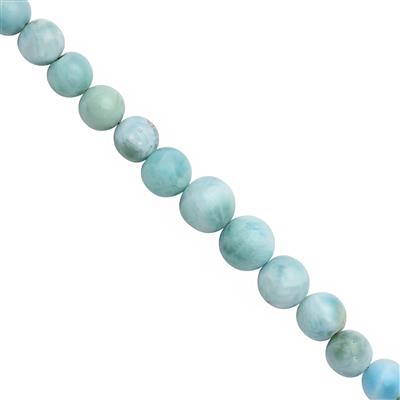 55cts Larimar smooth Round Approx 4 to 7mm 20cm strand