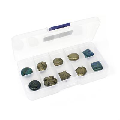 240cts Pyrite & Multi-colour Lapis Lazuli Assorted Shapes And Sizes Cabs, Set of 6 in Box