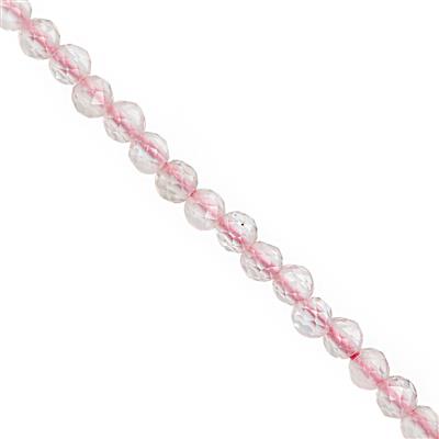 8cts Rose Quartz Faceted Round Approx 1 to 2 mm, 31cm Strands