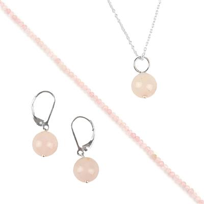 925 Sterling Silver Chain & Pendant with Lever back Earrings, and Rose Quartz Project With Instructions By Natalie Patten