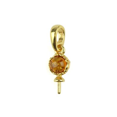 Baltic Cognac Amber Gold Plated Sterling Silver Filigree Bail (1pc)