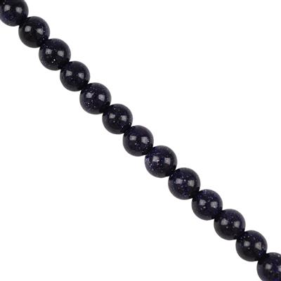 250cts Blue Sandstone Plain Rounds Approx 6mm, 1m Strand		