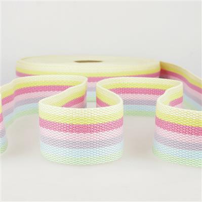 Webbing Multi-Coloured Pastel Stripes 40mm (1m)  