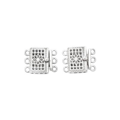 925 Sterling Silver Multi Strand Square Box Clasp, Approx 11X14mm, (Pack of 2)