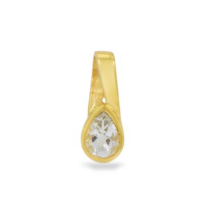 Gold Plated 925 Sterling Silver Pendant Set with 1ct Pear Aquamarine, Approx 5x15mm