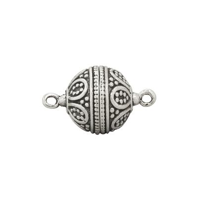 925 Sterling Silver Beaded Designer Magnetic Clasp, Approx 13mm