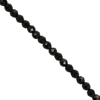 7cts Black Spinel Faceted Rounds, Approx 2mm, 20cm Strand 