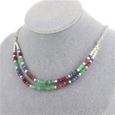 90cts Ruby, Emerald, Tanzanite & Blue Sapphire Faceted Rondelles Approx 3x1 to 4x2mm, 15cm Each Strand.