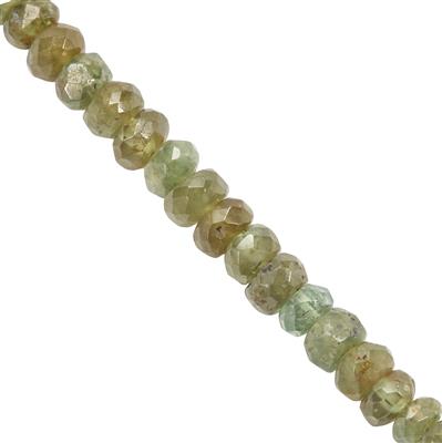 28cts Demantoid Garnet Faceted Rondelles 1x2 to 3x5mm, 19cms Strand