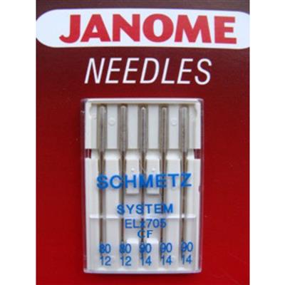 Janome Elna CoverPro Needles Chrome Finish Sizes 80-90 Pack of 5