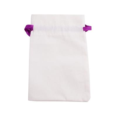 Cotton Bags with Purple Satin Ribbon, Approx 15x10cm, 20pcs
