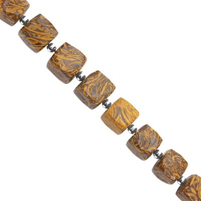 80cts Mariam Jasper Faceted Cube Approx 7 to 9mm, 11cm Strand With Spacers