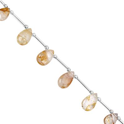 58cts Golden Topaz Top Side Drill Graduated Smooth Pear Approx 6.5x9.5mm to 18x10.5mm, 20cm Strand with Spacers