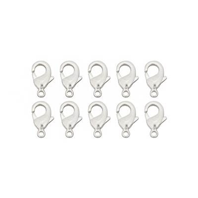 Silver Plated Base Metal Lobster Claw Clasp, Approx 12x6mm, 10pcs