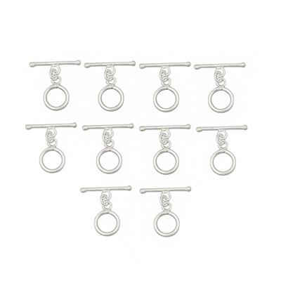 Silver Plated Base Metal Toggle Clasp, Approx 19x10mm, 10pcs
