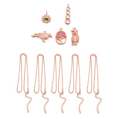 Rose Gold Base Metal Pendants (5 different designs) with Matching Chains 18
