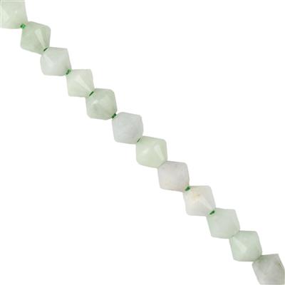 90cts Type A  Bean Green Jadeite  Faceted Bicones, Approx 6mm, 38cm Strand 