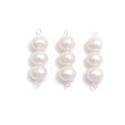 Triple Freshwater Pearl Connectors Approx 8mm -  3pcs