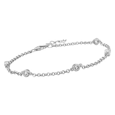 925 Sterling Silver & 0.63cts White Topaz Bracelet With Extender Chain