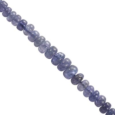 20cts Tanzanite Graduated Smooth Rondelles Approx 3x2mm - 6x3mm, 12cm Strand