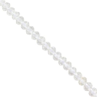 45cts Clear Quartz Faceted Rondelles Approx 3x4mm, 38cm Strand