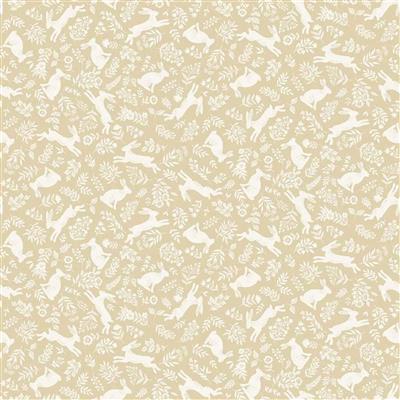 Makower Foxwood Bunnies Cream Fabric 0.5m