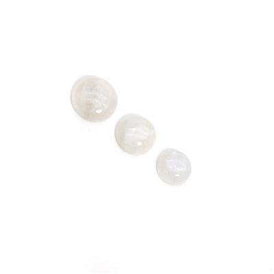 25cts White Moonstone Round Cabochons Approx 12 to 16mm, (Set Of 3)